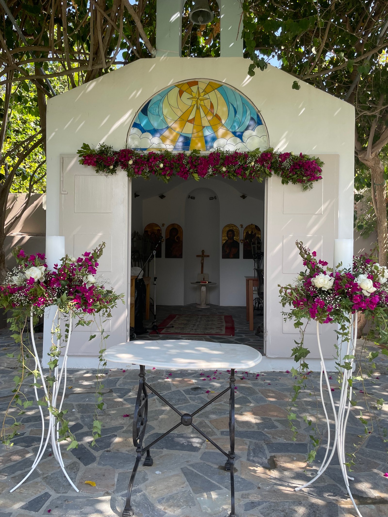 Wedding styling with floral arrangements
