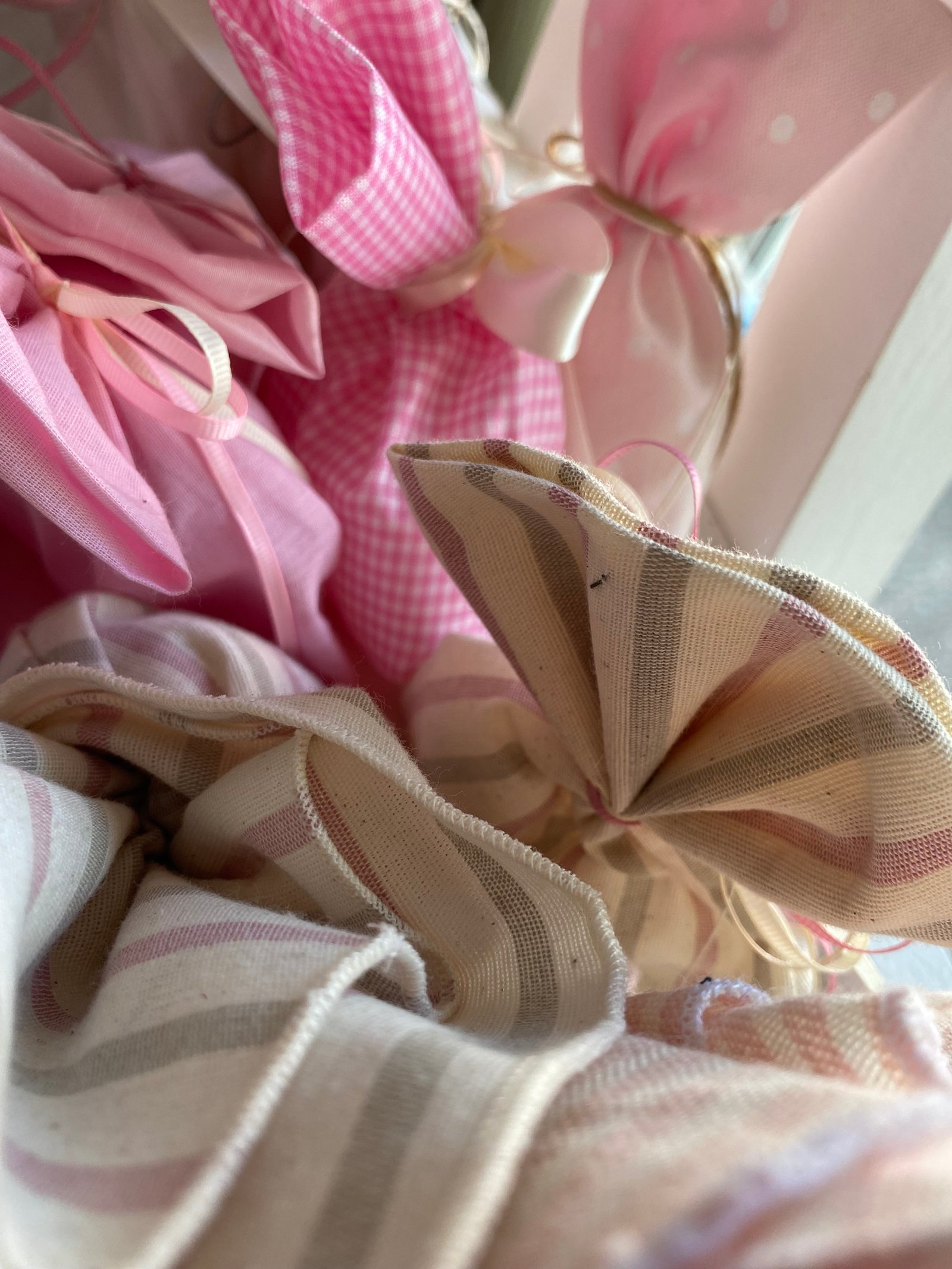 Christening favor pouch with drawstring