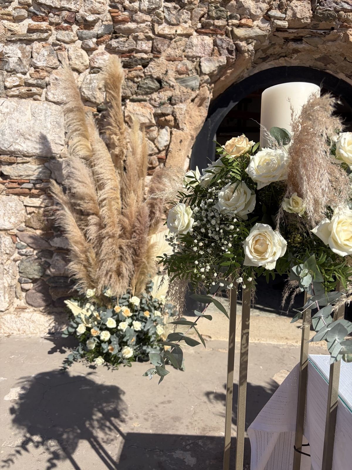 Church entrance styling with pampas grass