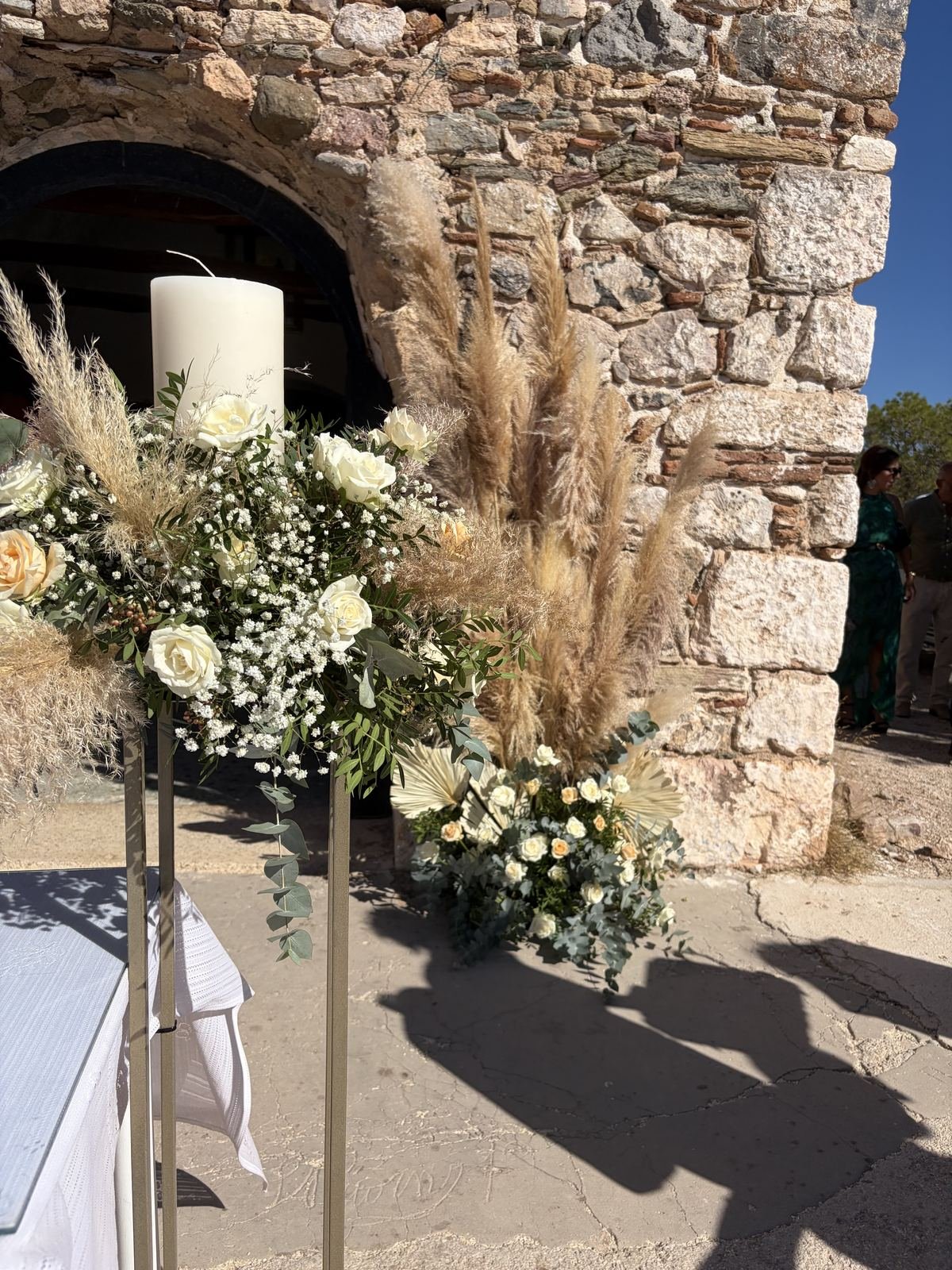 Church entrance styling with pampas grass