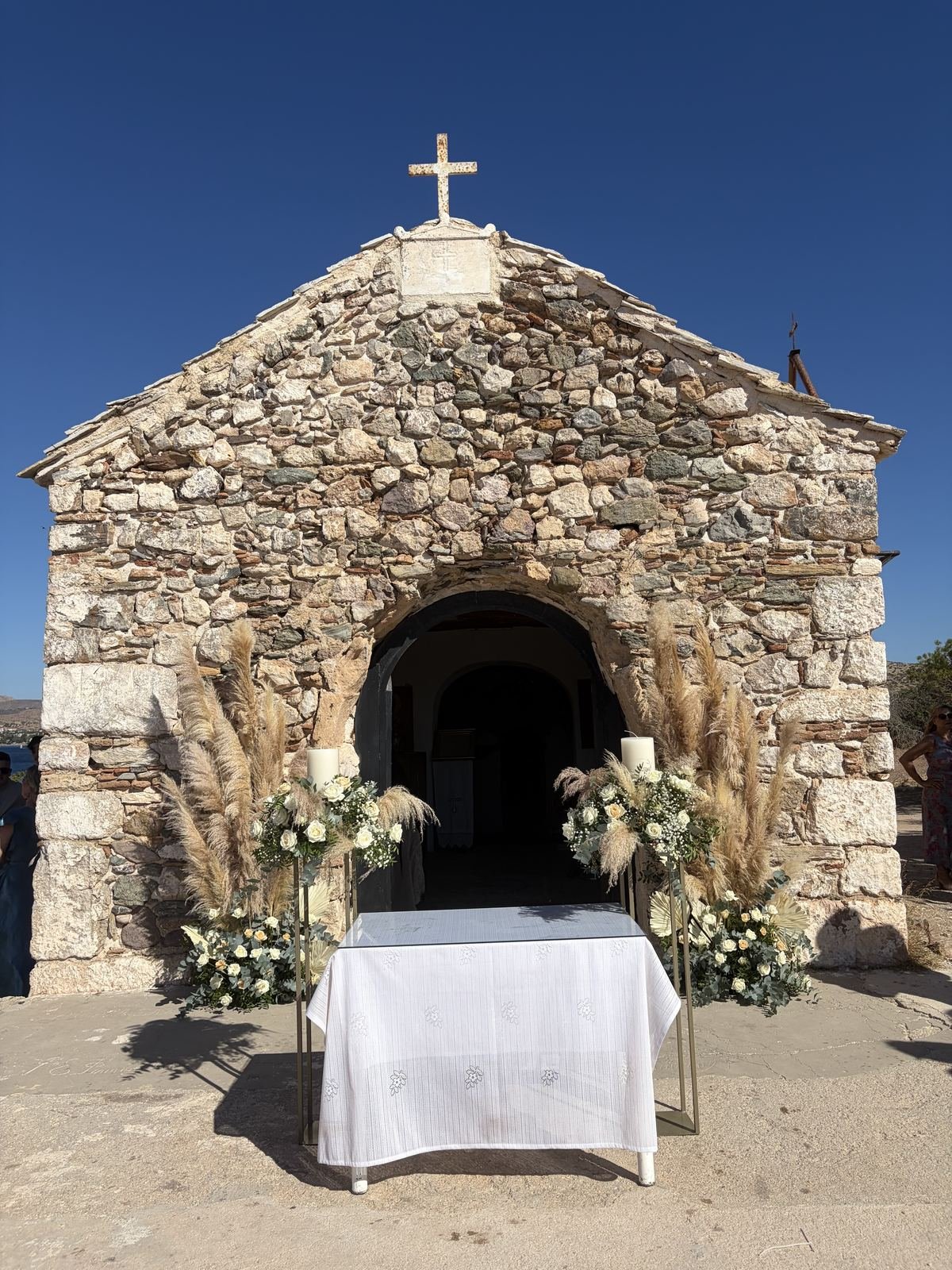 Church exterior styling with pampas grass